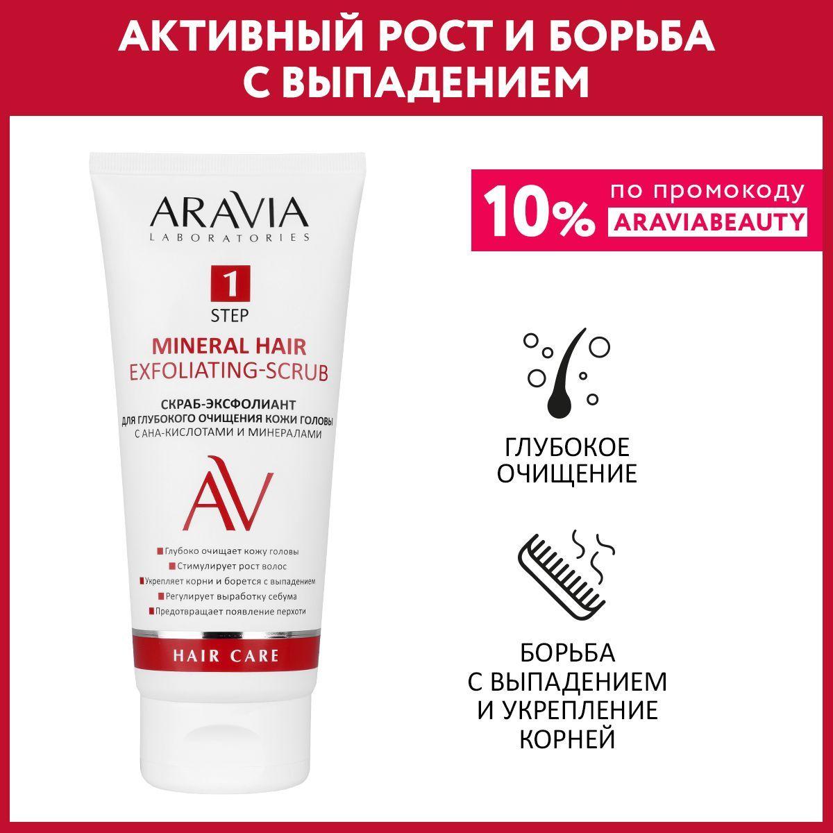 ARAVIA Laboratories Скраб-эксфолиант для глубокого очищения кожи головы с АНА-кислотами и минералами Mineral Hair Exfoliating-Scrub, 200 мл