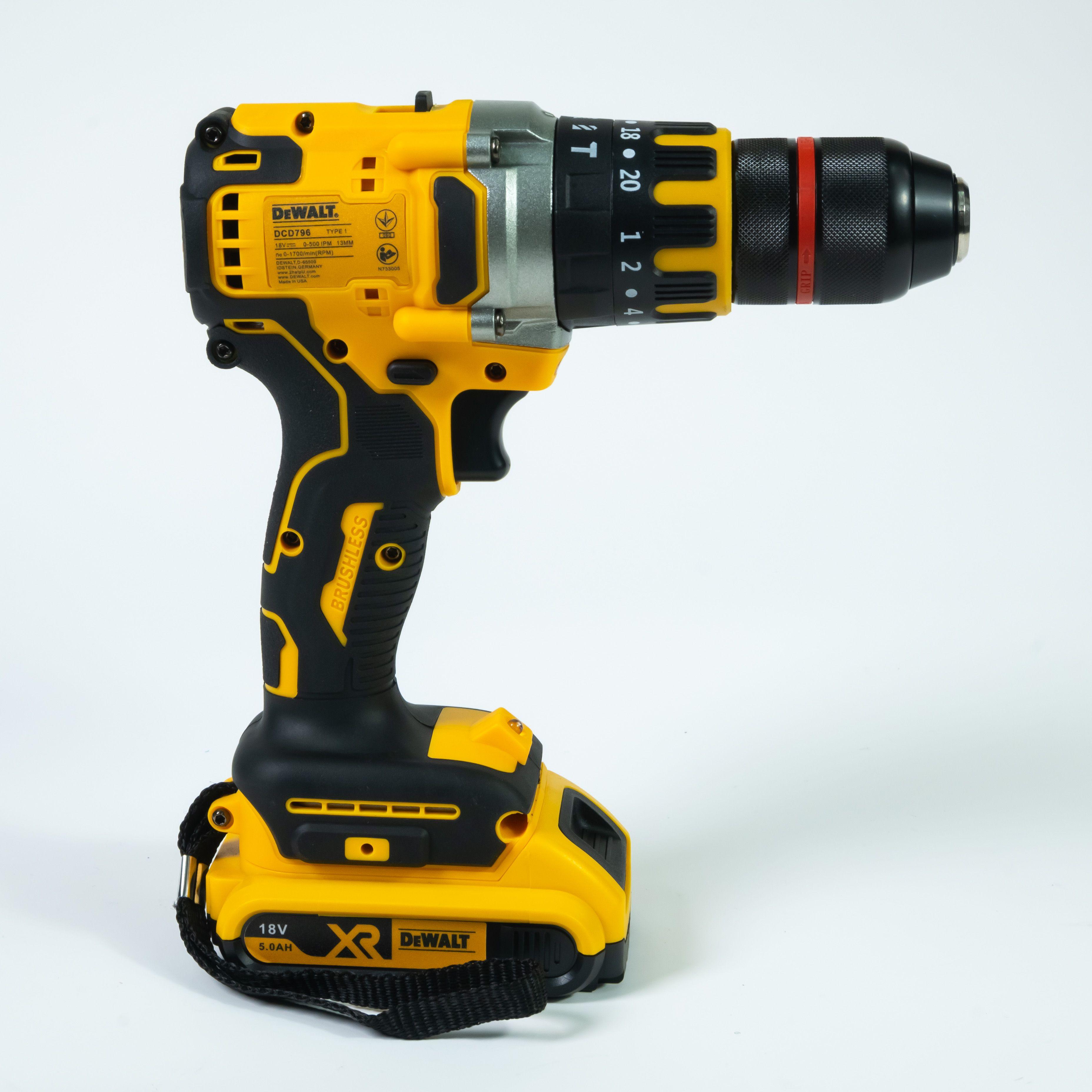 Dewalt, шуруповерт аккумуляторный, DCD796, от аккумулятора, 18 В, 70 Нм, 2 акб