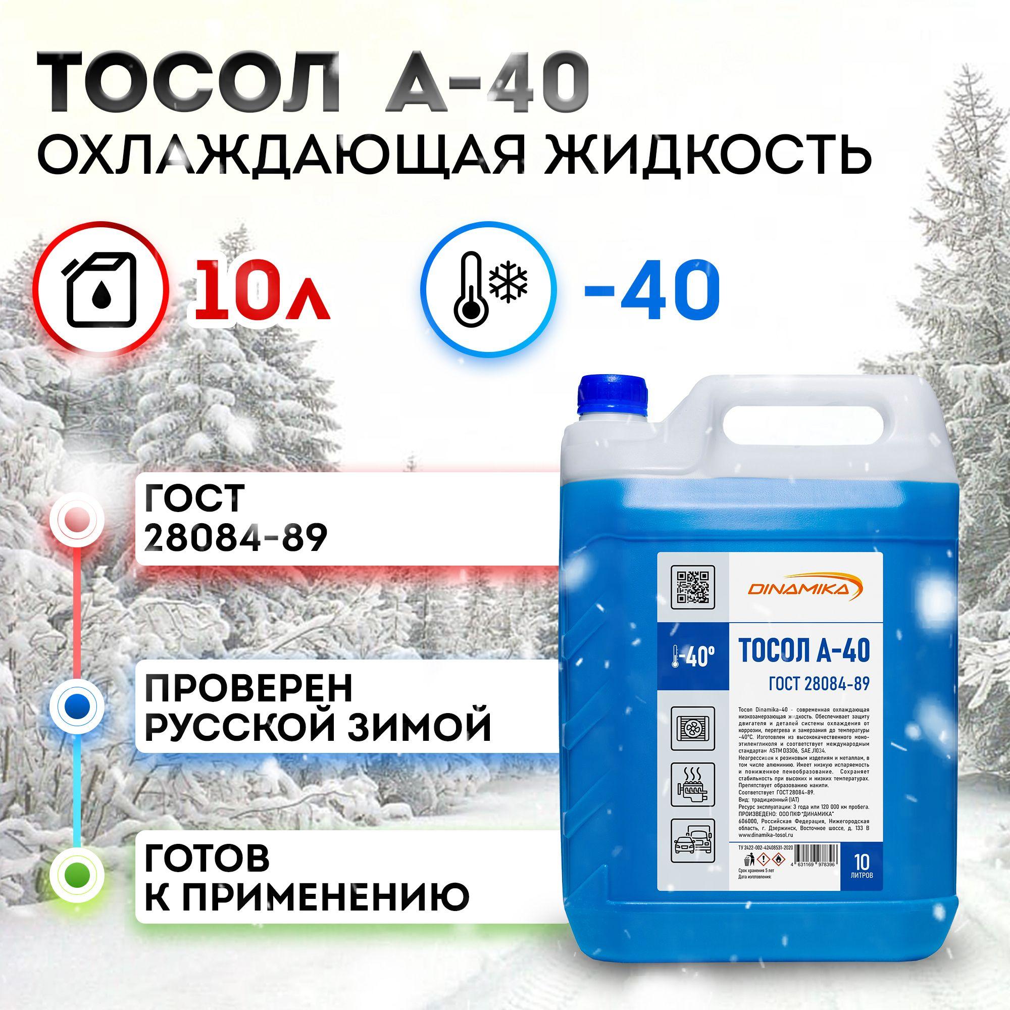 Охлаждающая жидкость Тосол A-40 Дзержинский Dinamika, 10л