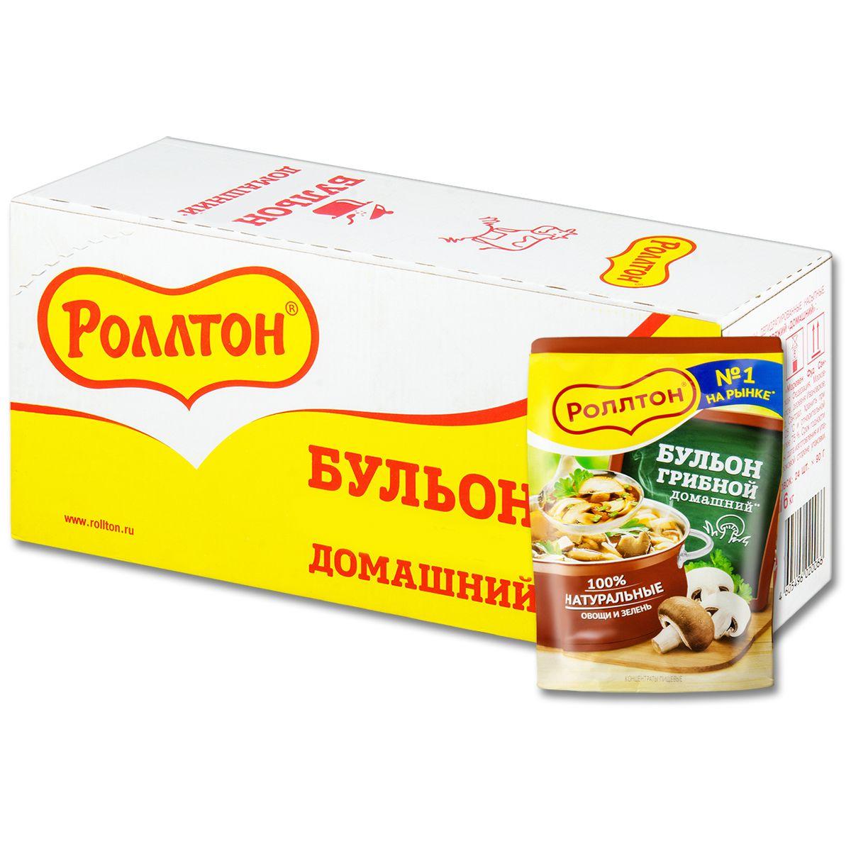 Роллтон Бульон "Грибной" домашний в пакете, 90 г, 24 шт.