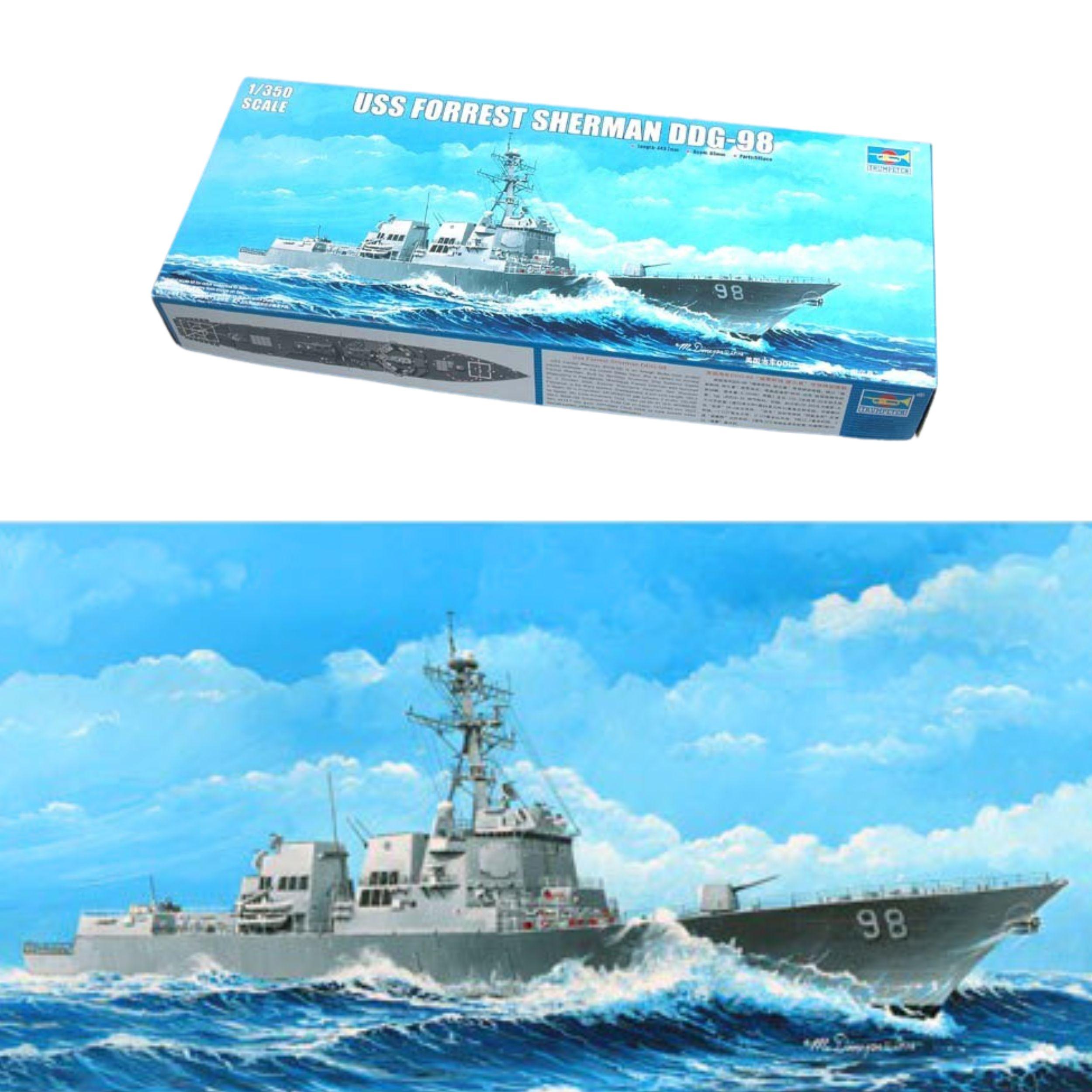 Сборная модель современный американский ракетный эсминец 1/350 Trumpeter 04528 American destroyer USS Forrest Sherman DDG-98