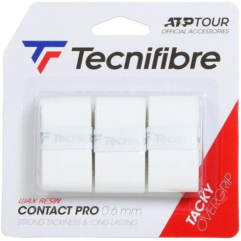 Намотка для теннисной ракетки 3шт Tecnifibre Contact Pro Tacky Овергрип липкий 0.6 мм - белый