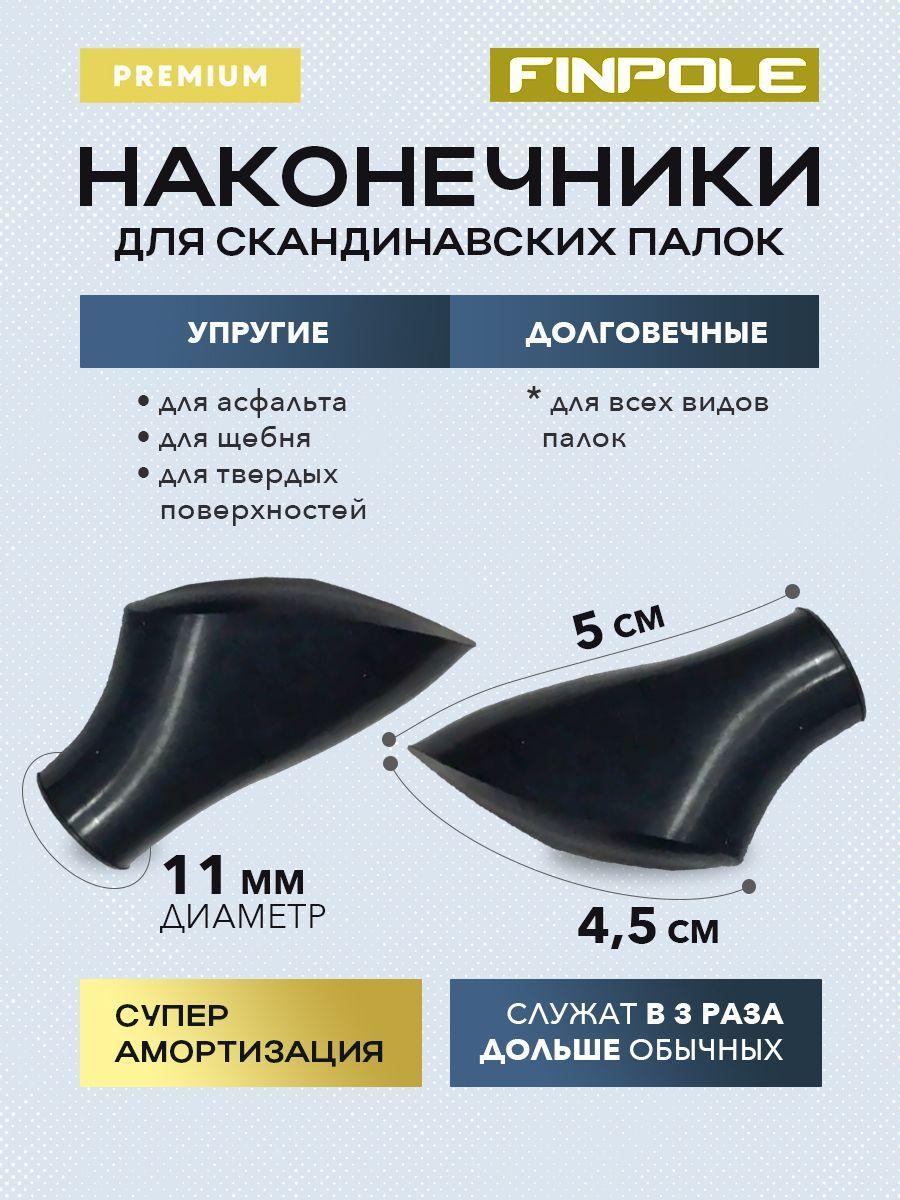 Наконечники для скандинавских палок резиновые Finpole Premium, 2 шт.