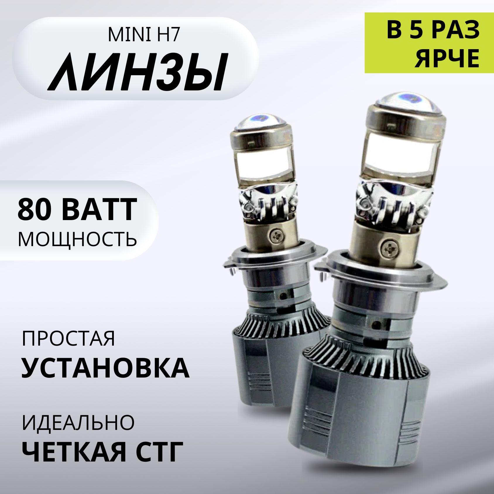 Самые яркие линзованные led лампы H7 A80 PRO; Мини линзы H7 premium