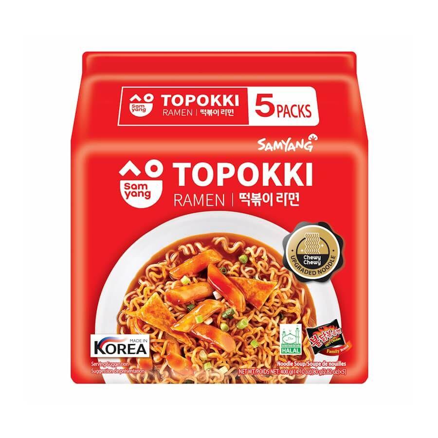 Рамен со вкусом топокки и пряным острым соусом 5 шт. 80 г. Samyang Корея Лапша быстрого приготовления