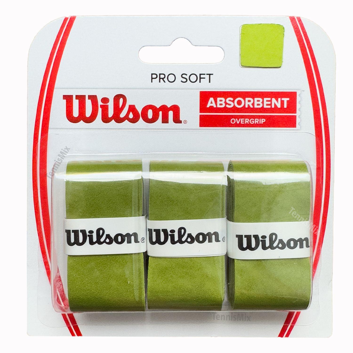 Намотка для теннисной ракетки 3шт Wilson PRO Soft Absorbent Овергрип впитывающий (Зеленый)