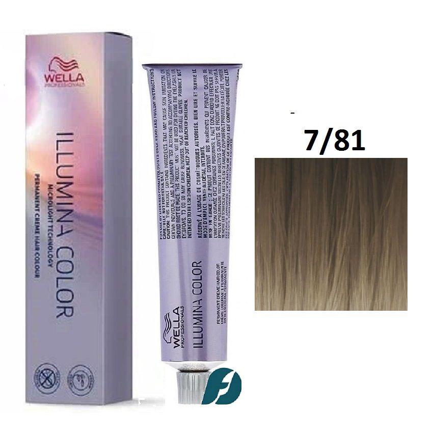 Wella Professionals Illumina Color 7/81 Крем-краска для волос - Блонд жемчужно-пепельный, 60мл