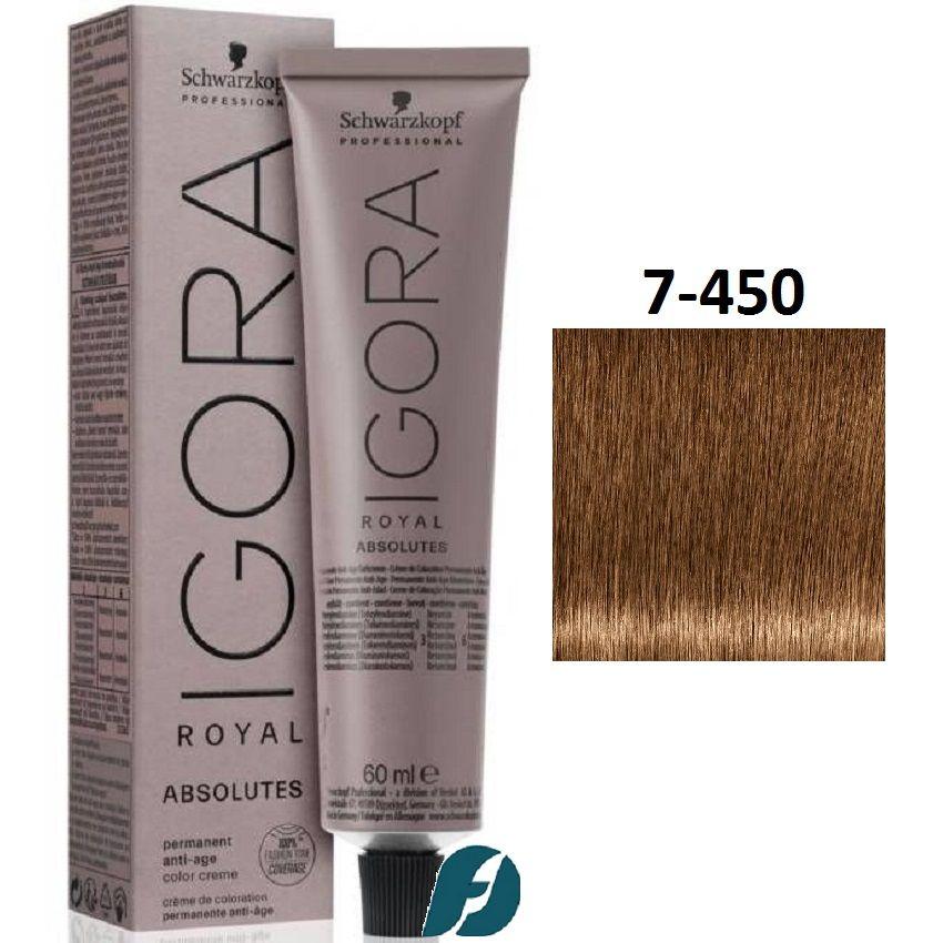 Schwarzkopf Professional Igora Royal Absolutes 7-450 Стойкая крем-краска для окрашивания зрелых волос, 60 мл