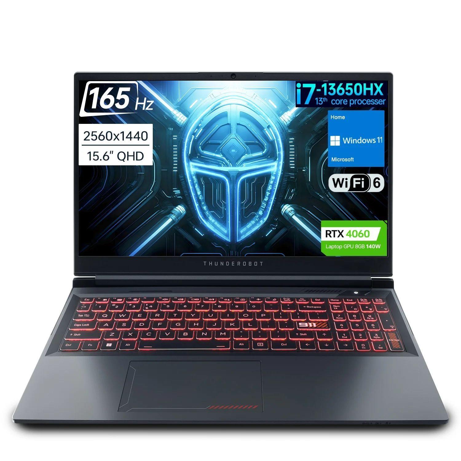 ThundeRobot 2560*1440 2.5K 165HZ Игровой ноутбук 15.6", Intel Core i7-13650HX, RAM 16 ГБ, SSD 512 ГБ, NVIDIA GeForce RTX 4060 для ноутбуков (8 Гб), Windows Pro, (Raytheon Hunting Edge 15), черный, черно-серый, Английская раскладка