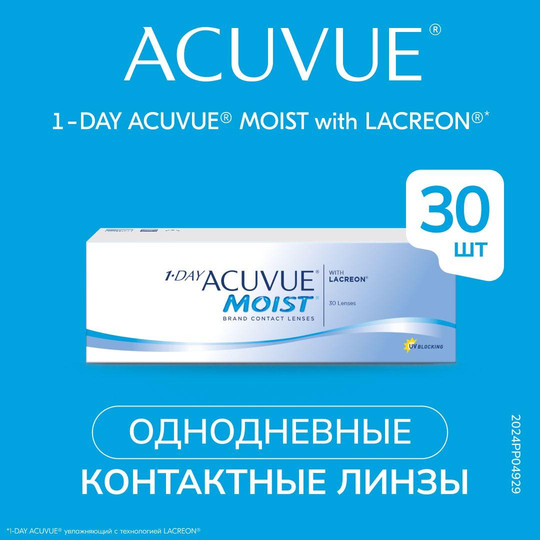 ACUVUE Контактные линзы 1-Day Acuvue Moist (30 pk), 30 шт., - 2.25 /8.5/ Однодневные