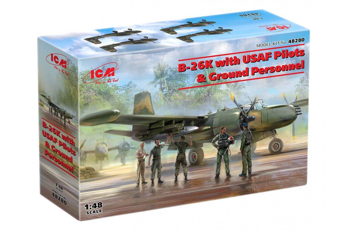 48280 ICM Самолет B-26K с американскими пилотами и техниками, масштаб 1/48