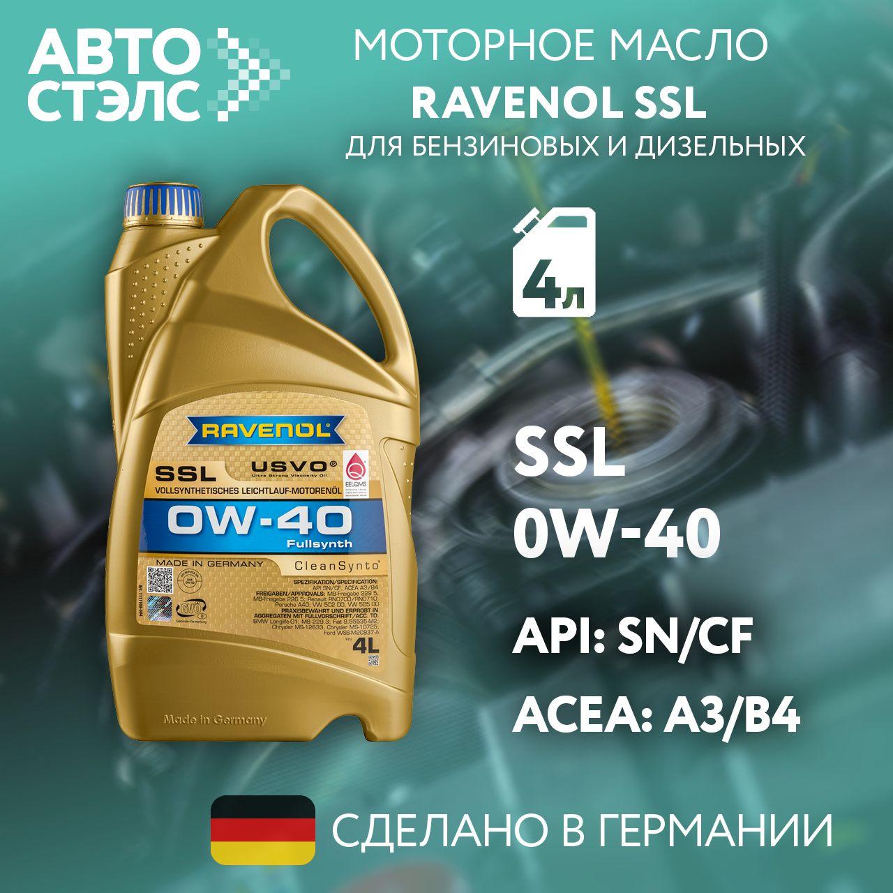 RAVENOL Super Synthetik Oel SSL 0W-40 Масло моторное, Синтетическое, 4 л