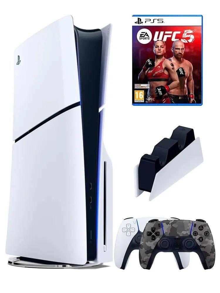 PS5 (ПС5) Игровая приставка Sony PlayStation 5 Slim disk+ геймпад+зарядное+ игра UFC5