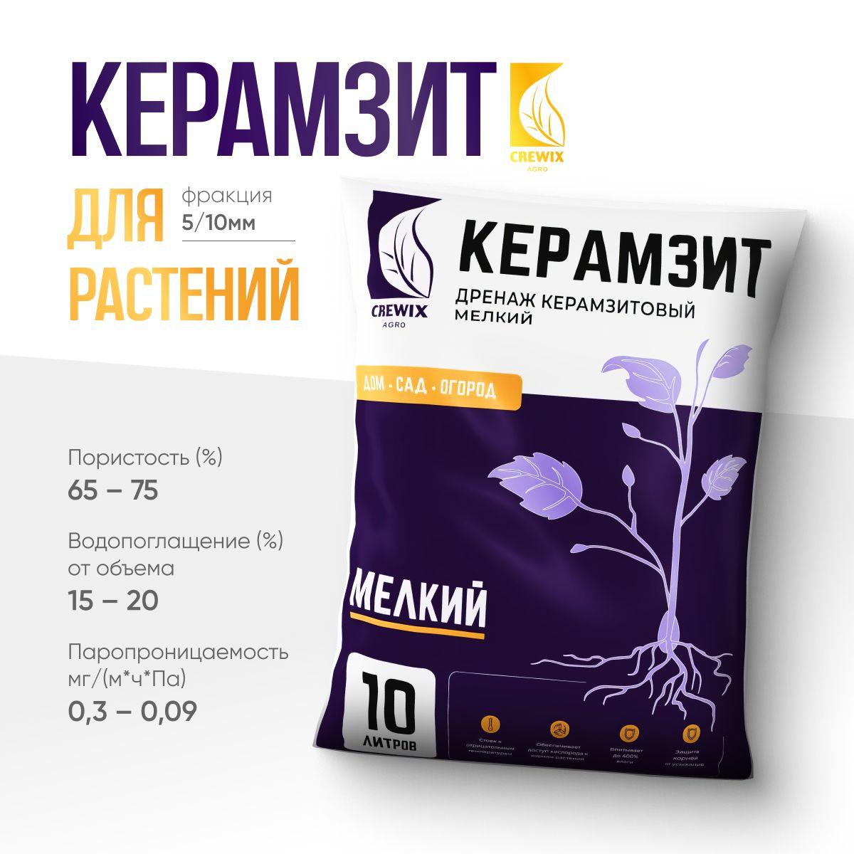 CREWIX AGRO | Керамзит для растений дренаж 10 л мелкий