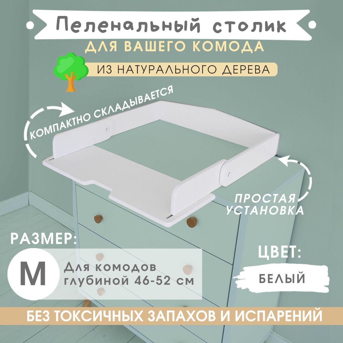 Пеленальная доска, пеленальный столик на комод съёмный складной белый