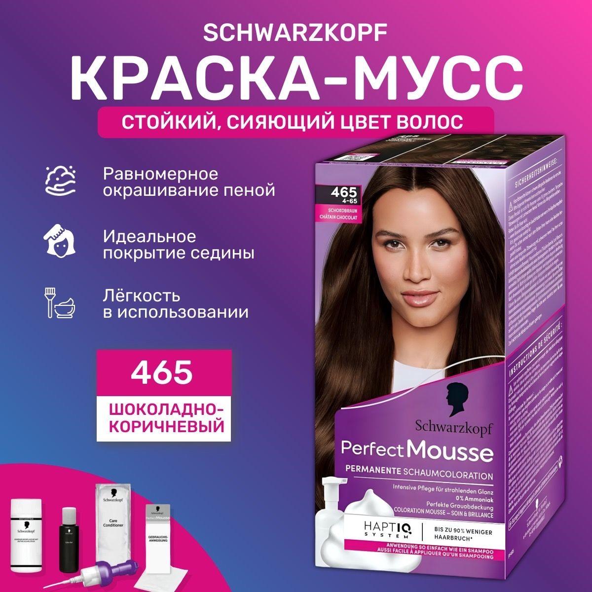 Schwarzkopf Perfect Mousse тон 465 Краска-мусс для волос, Schokobraun Шоколадно-коричневый