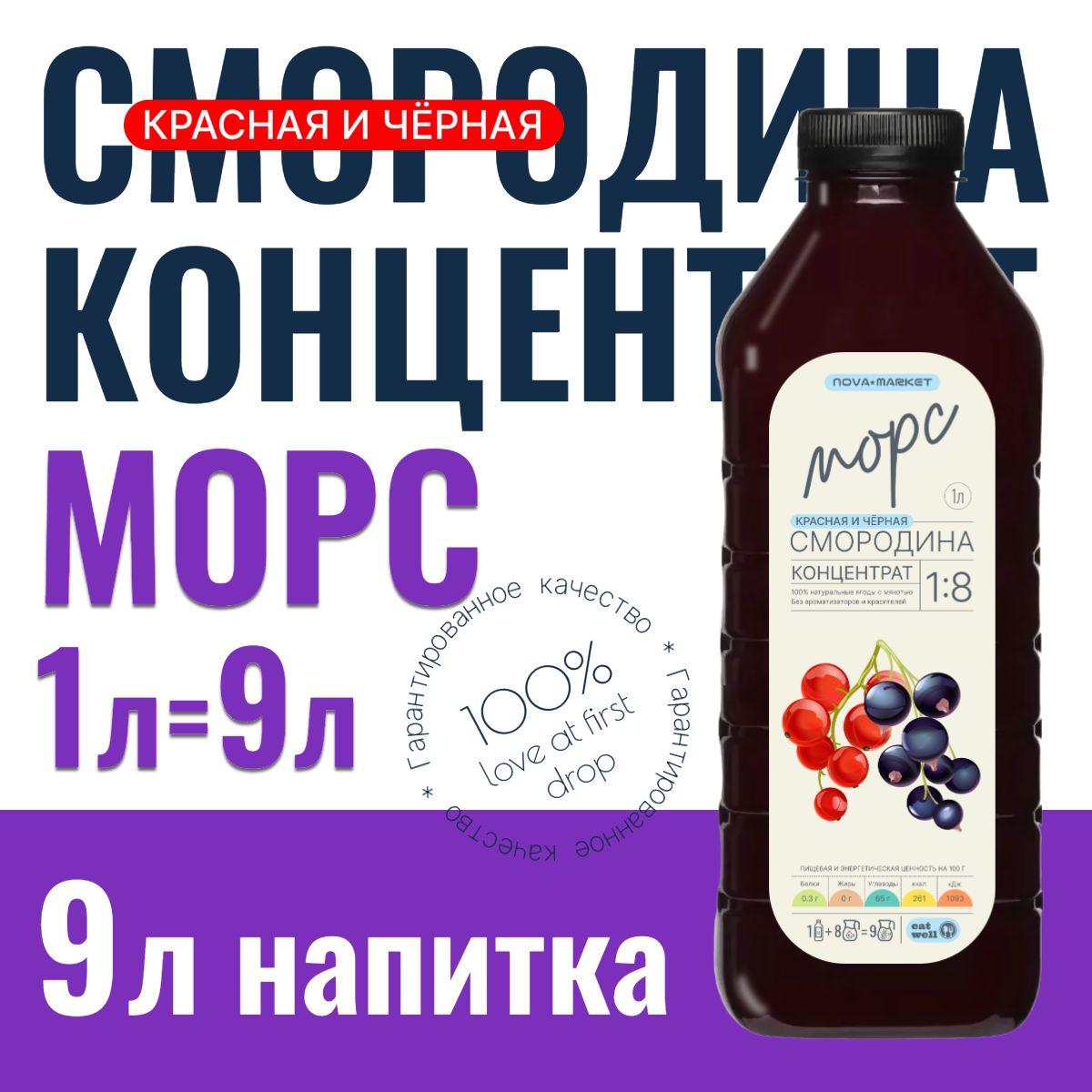 Морс Красная и Черная смородина, концентрат, сироп 1л