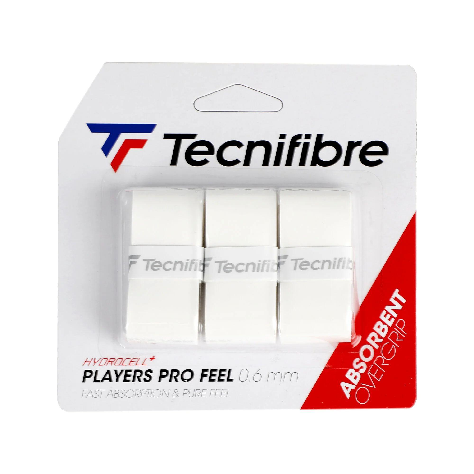 Намотка для теннисной ракетки 3шт Tecnifibre Players Pro Feel Absorbent 0.6 мм овергрип впитывающий (белый)