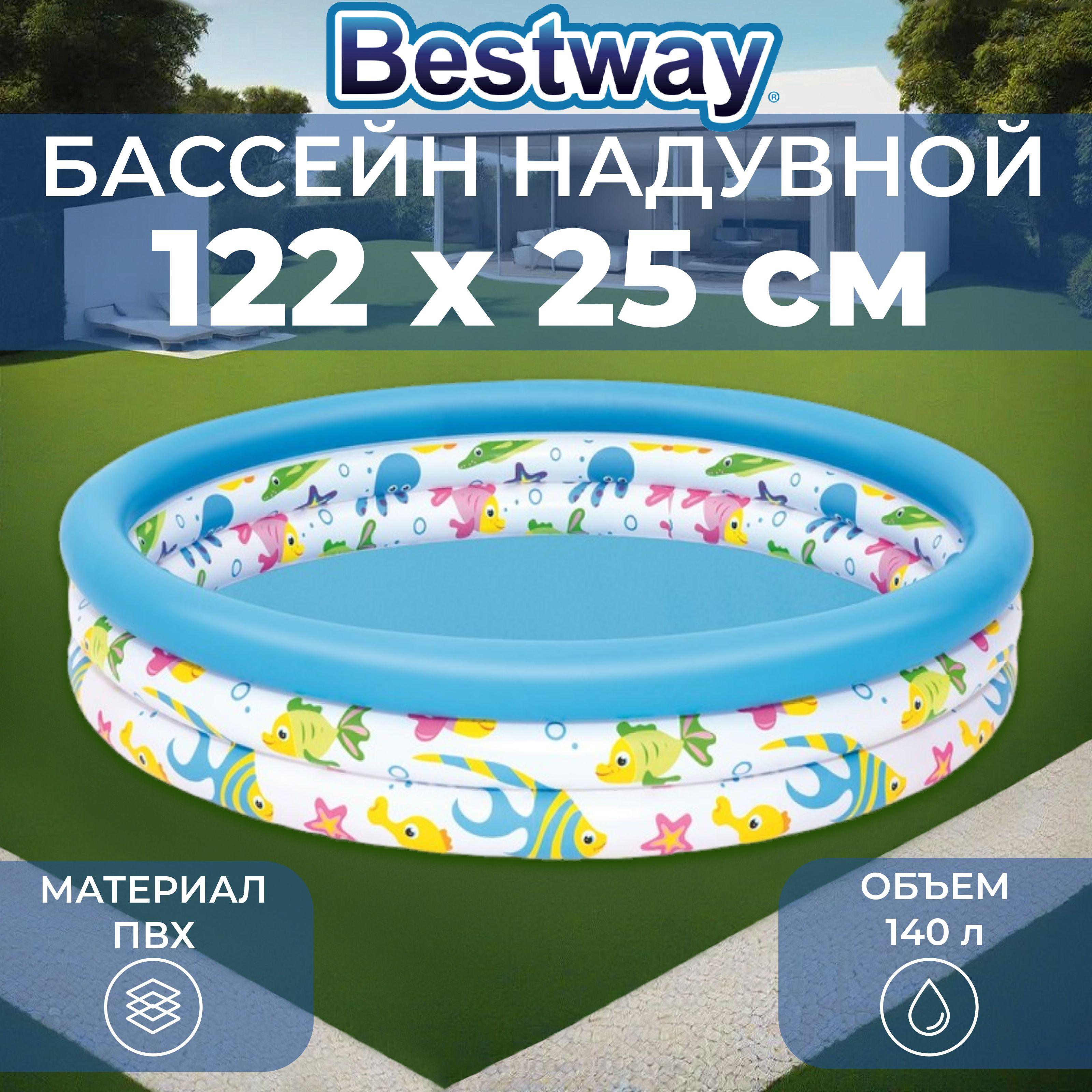 Бассейн надувной Bestway "Океан", размер 122х122х25 см, объем 140 л, 51009