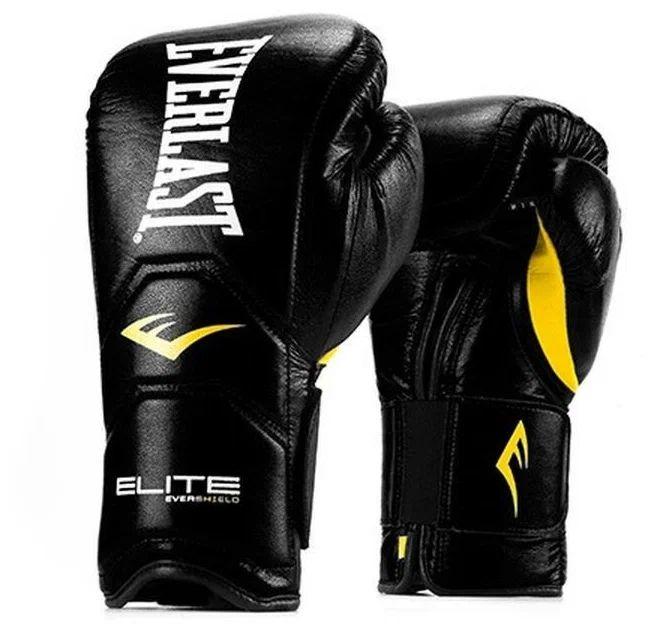 Перчатки тренировочные Everlast Elite Pro на липучке_размер 18 oz_черный_искусственная кожа