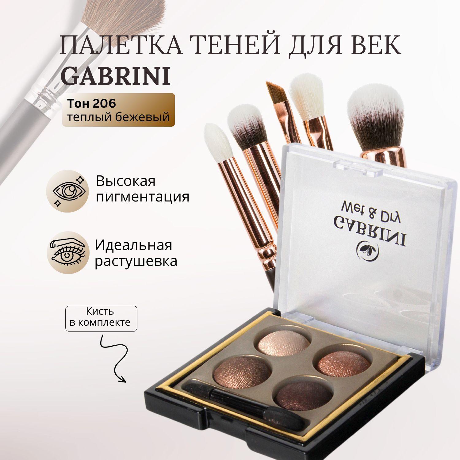 Gabrini | Тени для век Терракотовый квартет, запеченные, стойкие, в палетке их четырех оттенков, сатиновый финиш, бежево-коричневые, 6.0 г