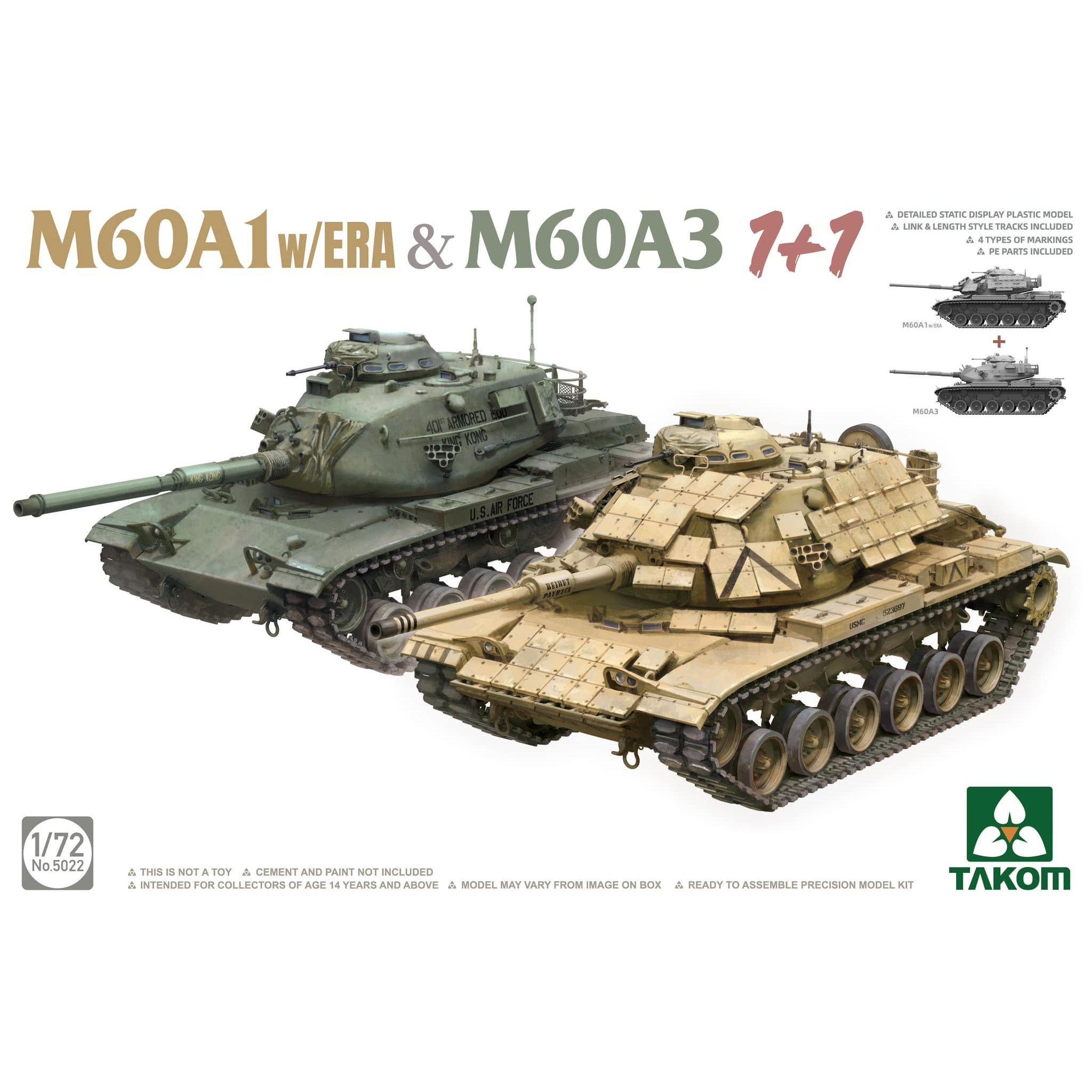 Сборная модель танка TAKOM M60A1w/ERA & M60A3 11, масштаб 1/72