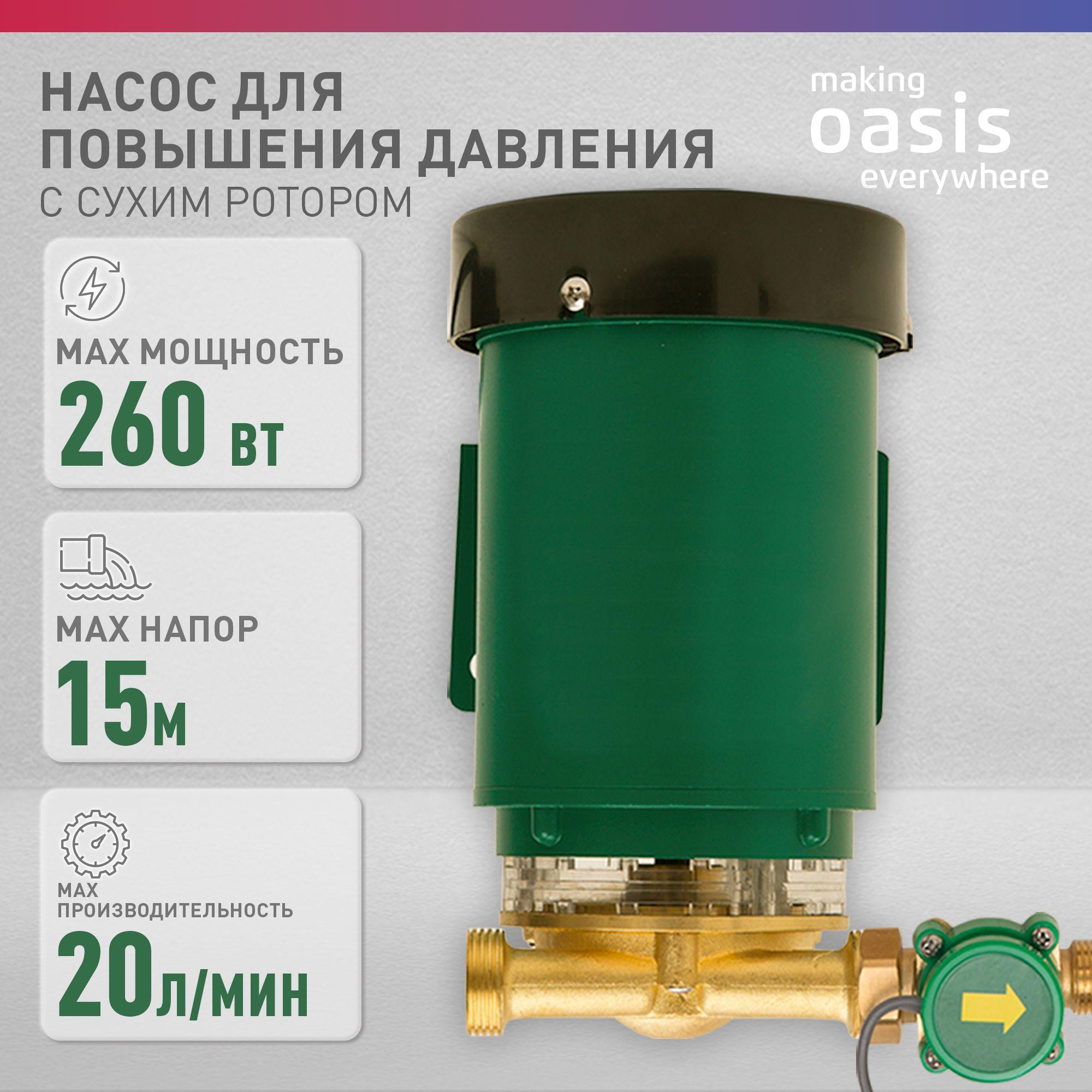 Насос поверхностный для повышения давления воды c сухим ротором making Oasis everywhere CS-15/15, электрический циркуляционный