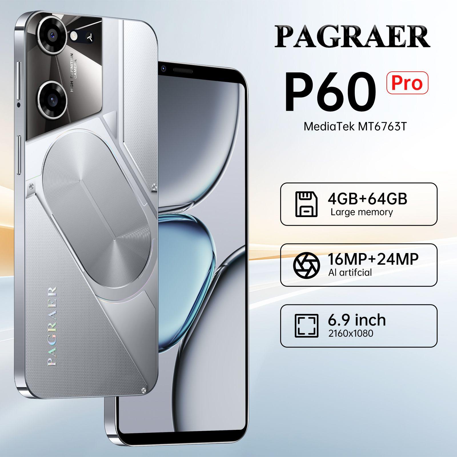 PAGRAER Смартфон P60 Pro A2 EU 4/32 ГБ, серебристый