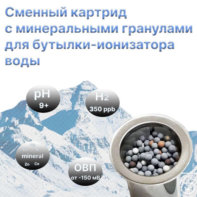 Сменный водородный картридж для Спортивной Бутылки (наполнитель) - водородный активатор, щелочная вода Ph, антиоксидант и иммуностимулятор