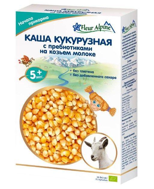 Каша Fleur Alpine кукурузная на козьем молоке с пребиотиками, с 5 месяцев, 200 гр.