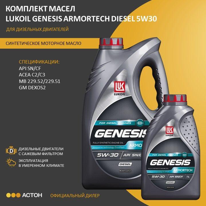 ЛУКОЙЛ (LUKOIL) genesis armortech diesel 5W-30 Масло моторное, Синтетическое, 5 л