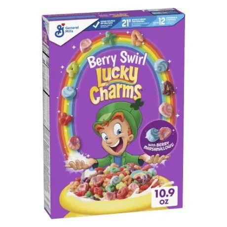 Сухой Готовый Завтрак Lucky Charms Berry Swirl/Кукурузные Хлопья с Маршмеллоу Лаки Чармс Ягодный Вихрь 309гр (США)