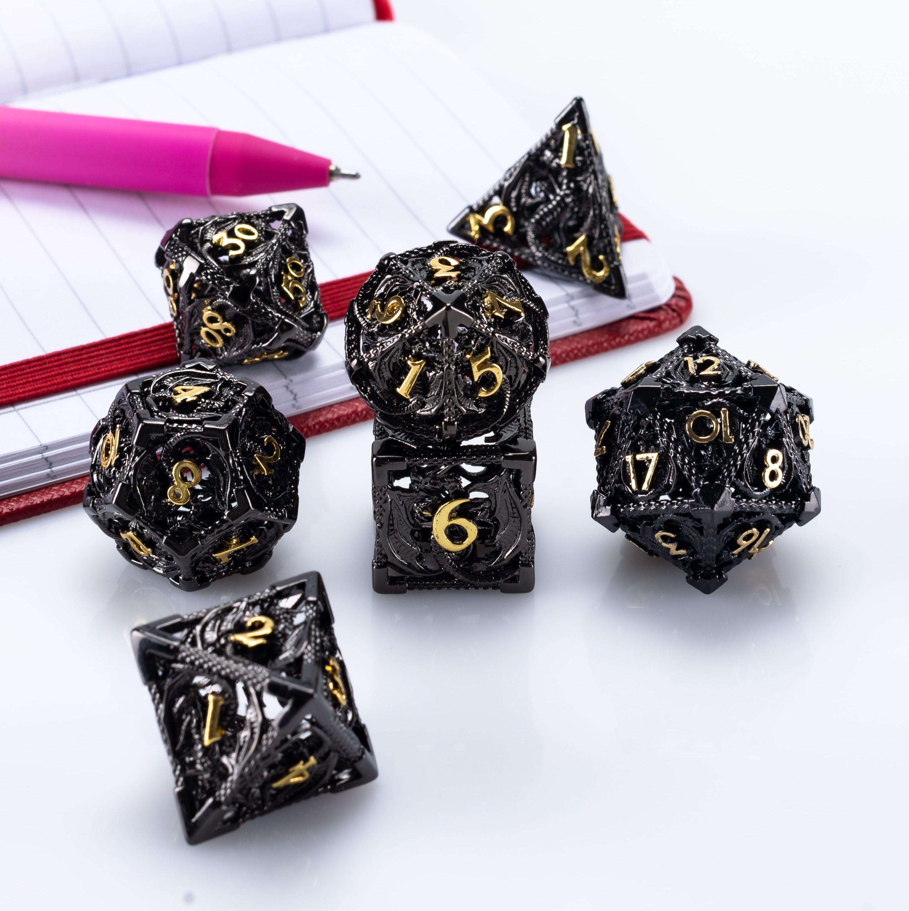 Кости игральные металлические для Dungeons & Dragons, кубики метал для DnD и настольных ролевых игр (дайсы ДнД) 7 шт.