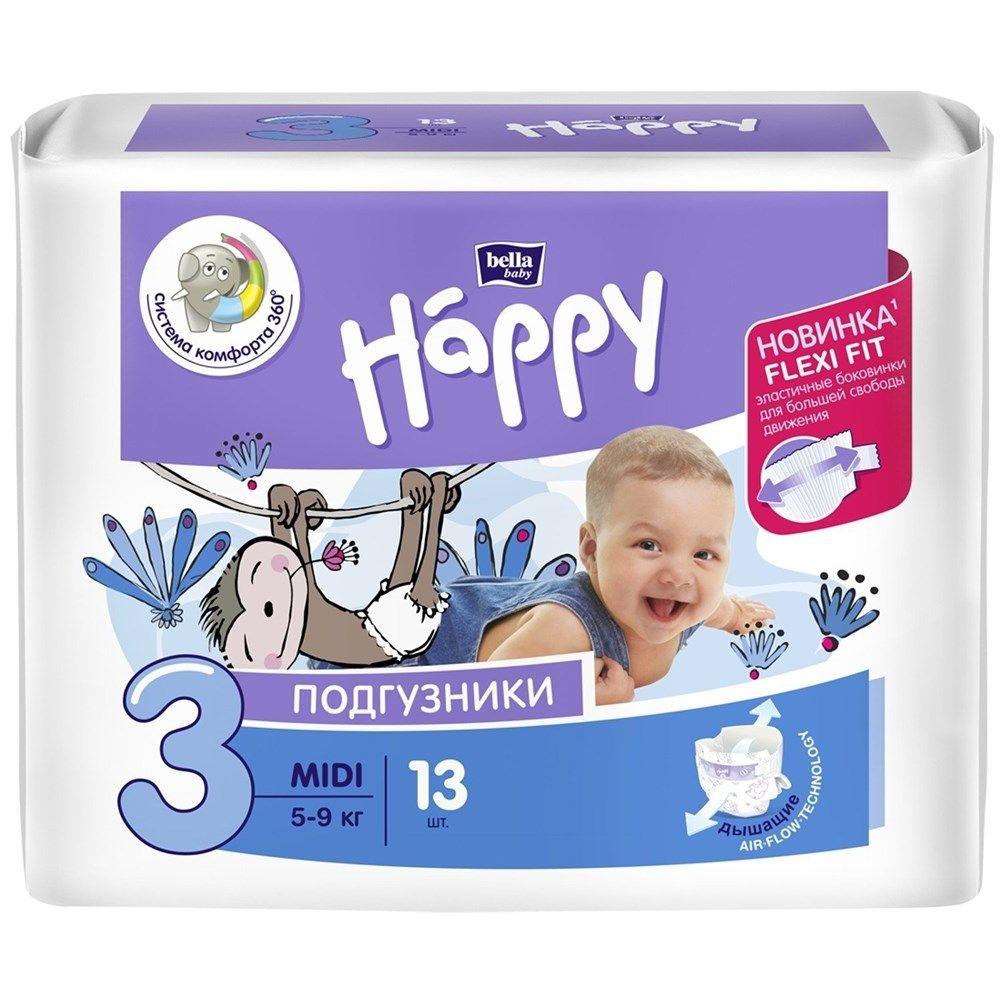 Подгузники трусики. Baby "Happy Junior Midi" с эластичными боковинками (5-9 кг) 13 шт.