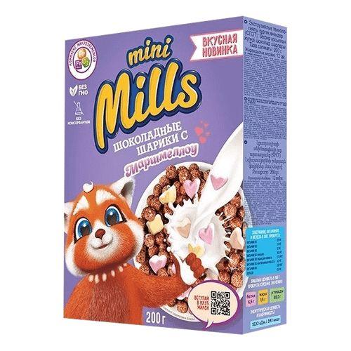 Mini Mills | Шарики Mini Mills кукурузные шоколадные с маршмэллоу, 200г