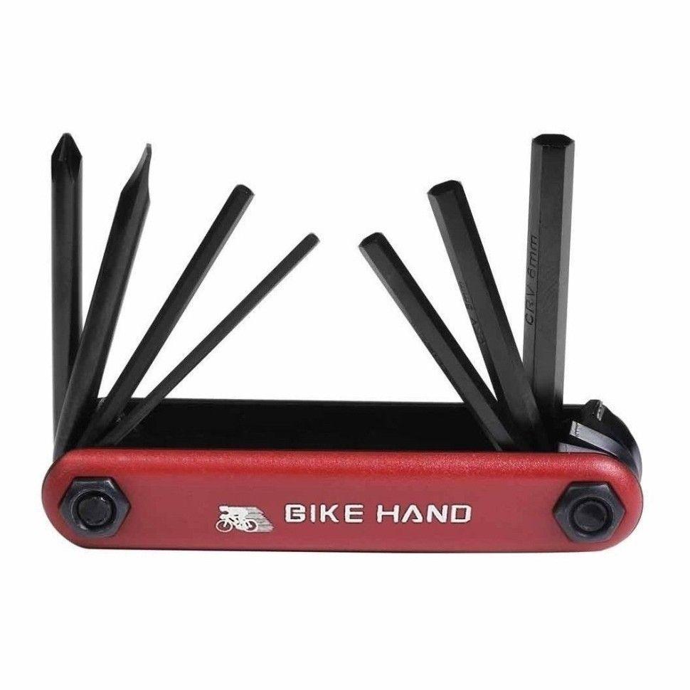 BIKE HAND | Мультитул Bike Hand YC-267, 7 предметов. Шестигранники HEX, отвертки. Для ремонта и регулировки велосипеда