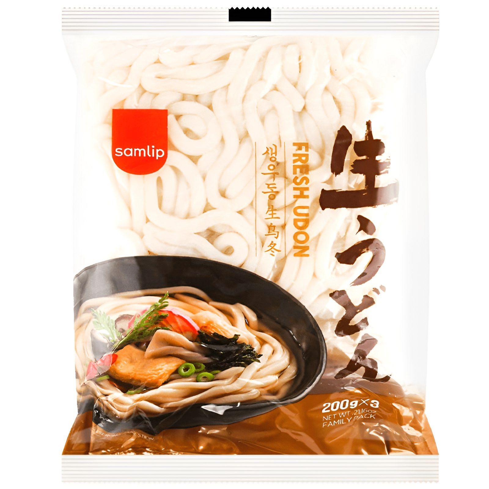 Удон Samlip Fresh Udon Sanuki - Свежий удон, пшеничная лапша в японском стиле, 3 порции, 600гр. (без приправ)