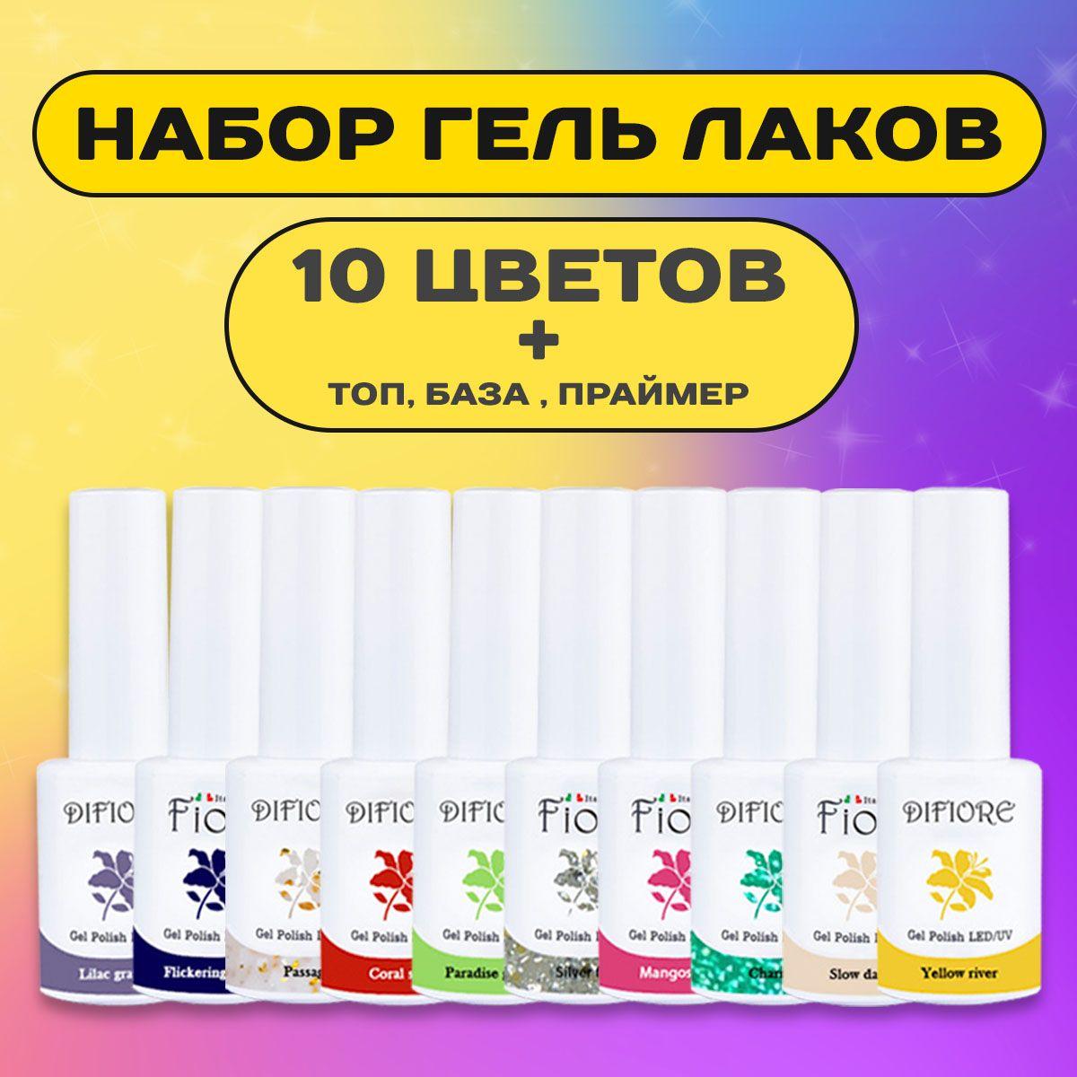 Набор для маникюра: 10 цветных + топ + база + праймер по 8 ml. Годен до: 01.07.2027