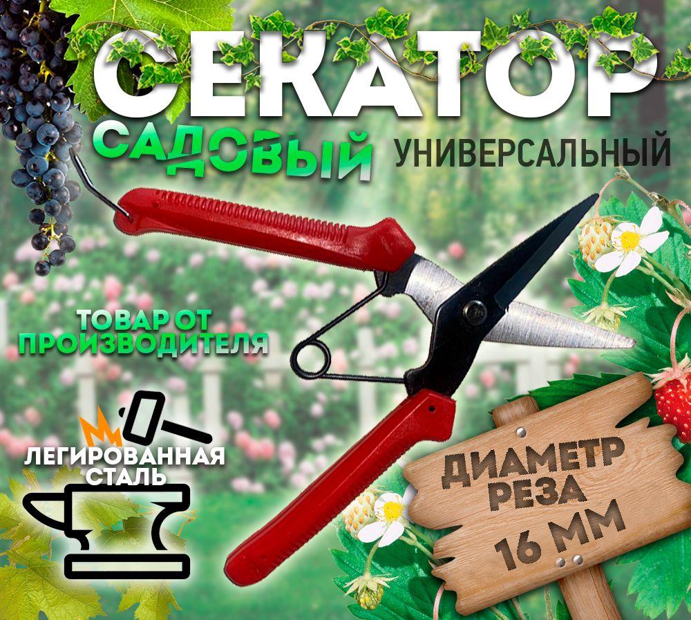 S 5042/1/ Секатор садовый для цветов и комнатных растений с тонкими лезвиями универсальный ТЕХПРОМ 18 см Сучкорез, кусторез ручной, ножницы садовые для деревьев, кустарников