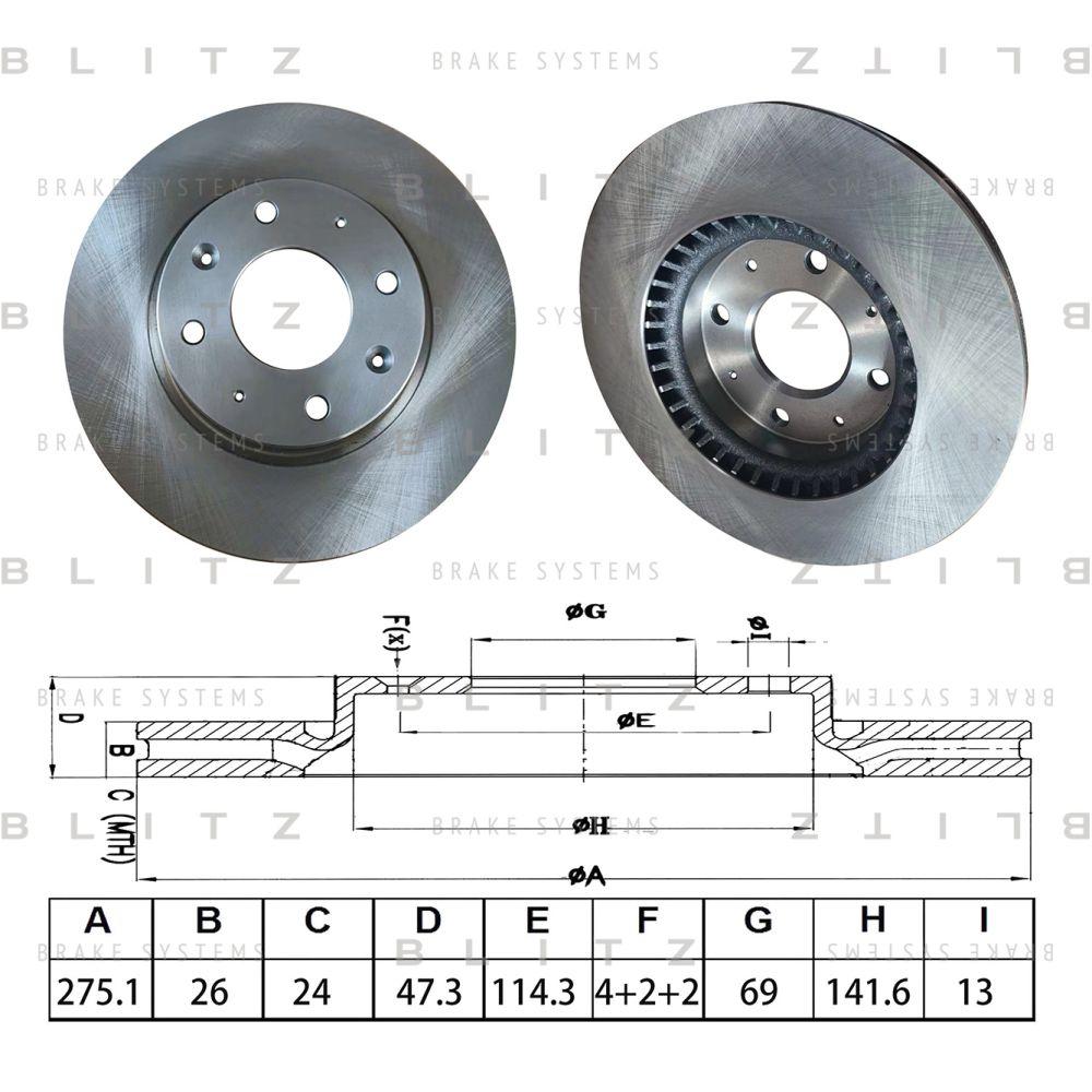 Диск тормозной BLITZ BS0706, oem 517122F100