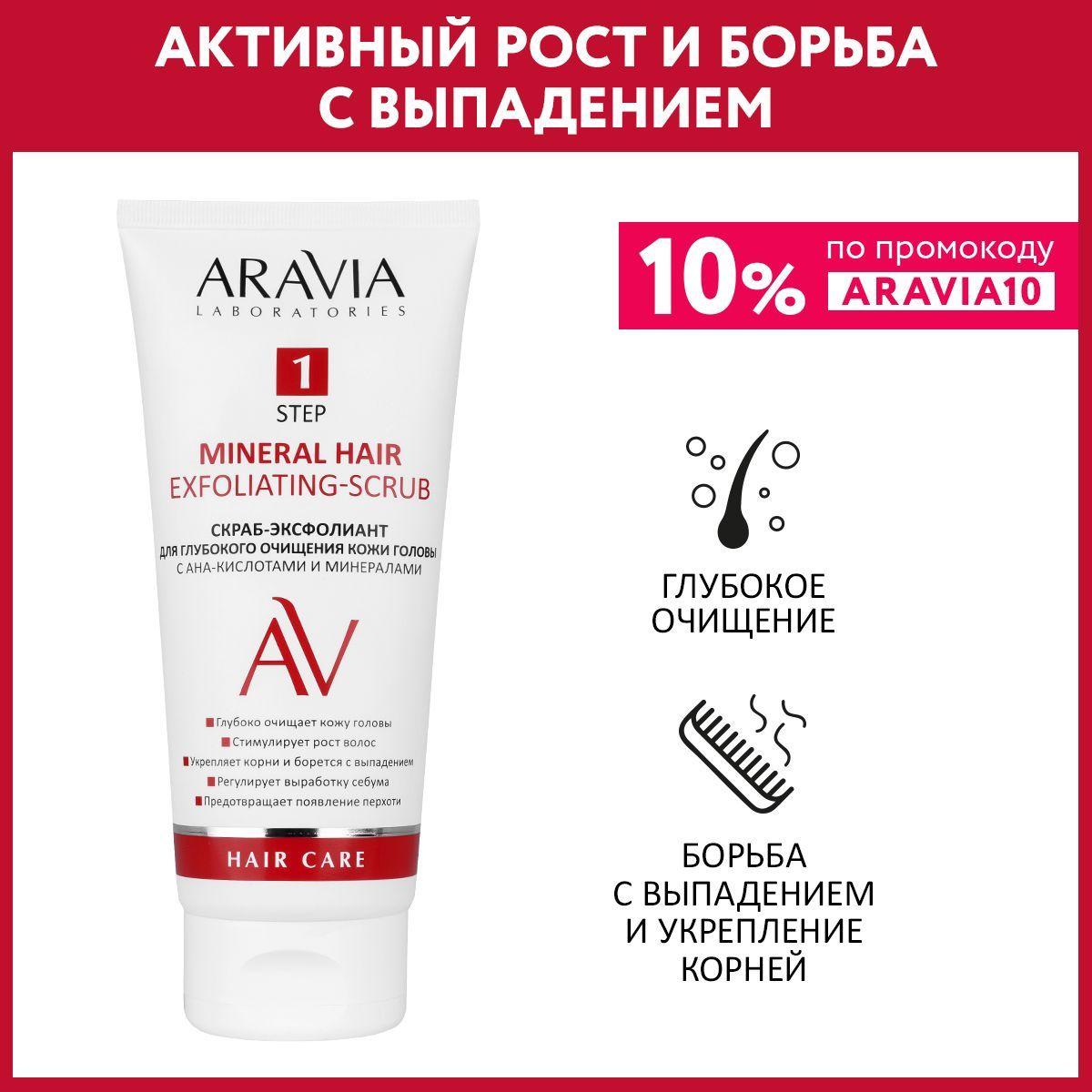 ARAVIA Laboratories Скраб-эксфолиант для глубокого очищения кожи головы с АНА-кислотами и минералами Mineral Hair Exfoliating-Scrub, 200 мл