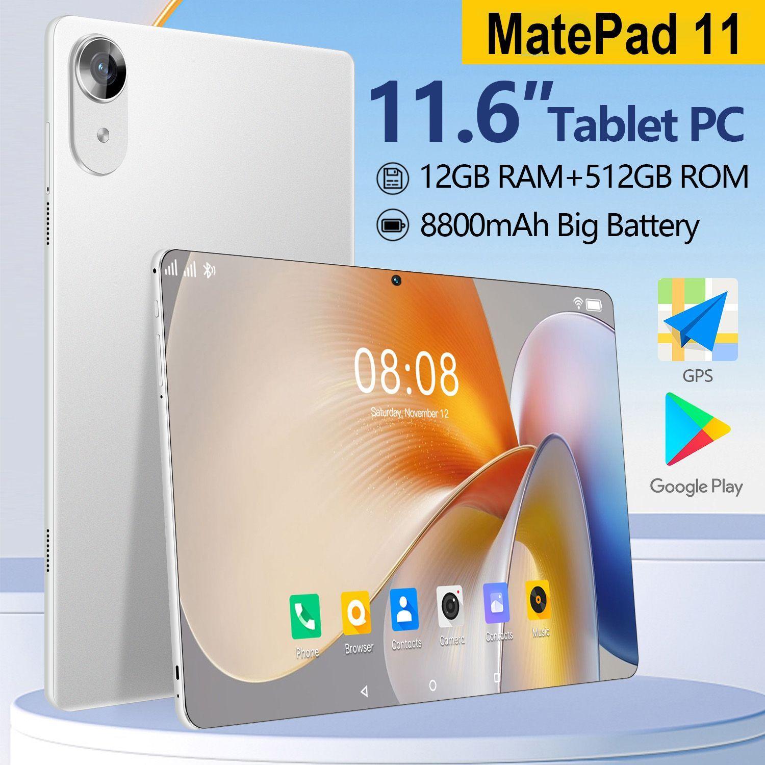 vove Планшет Андроид Планшет Mate Pad11, 12+512 ГБ, 11.6 дюймов, Планшет с клавиатурой, Русифицированный, Многофункциональный планшет, 11.6" 12 ГБ/512 ГБ, серебристый