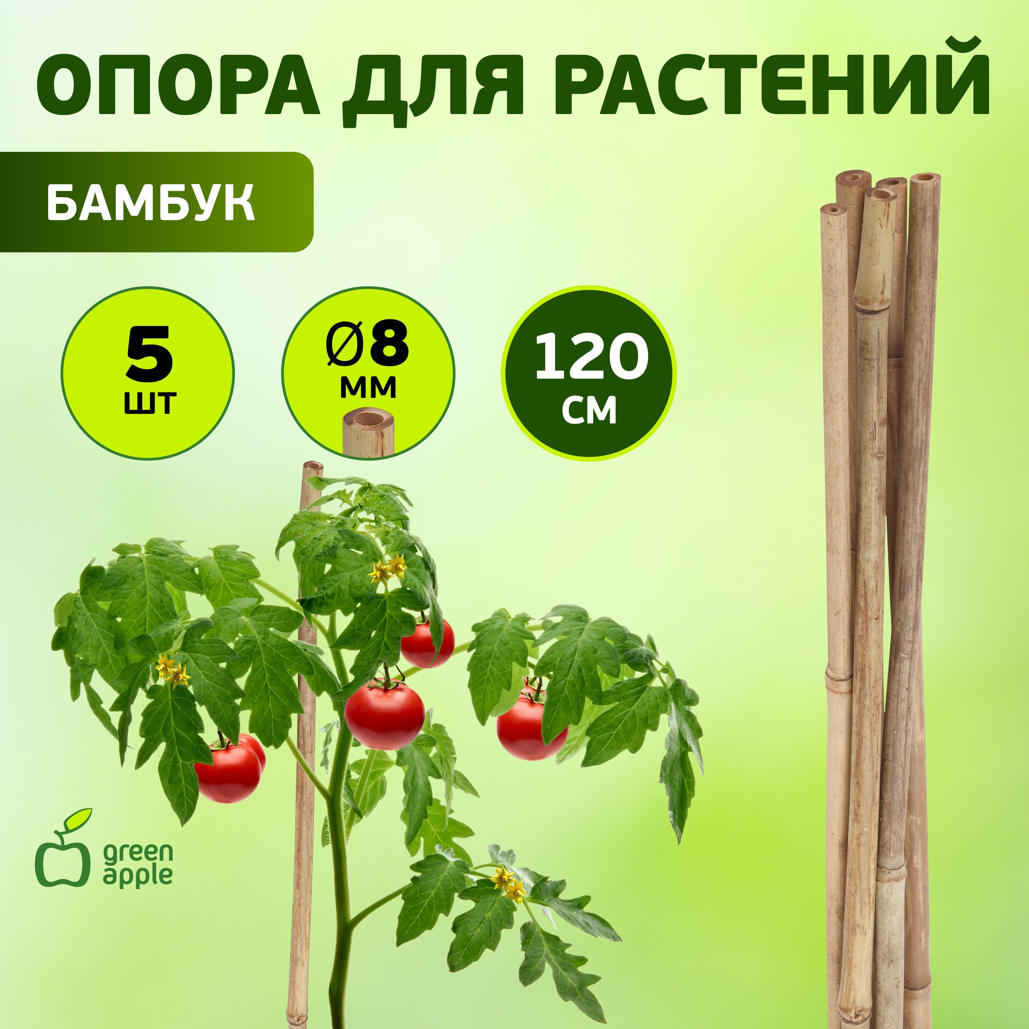 Опора для растений и цветов бамбуковая GREEN APPLE GBS-8-120 / поддержка для растений 120 см х 8 мм 5 шт