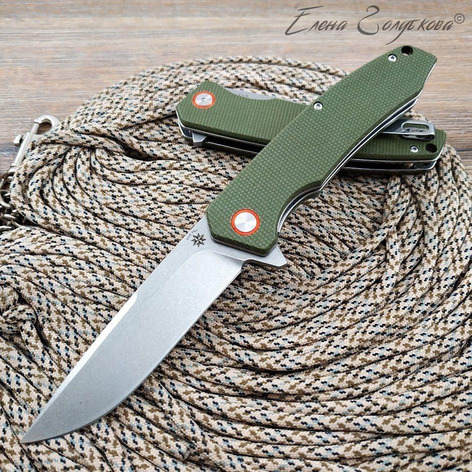 FIVE PRO Складной нож флиппер Форт green micarta сталь D2