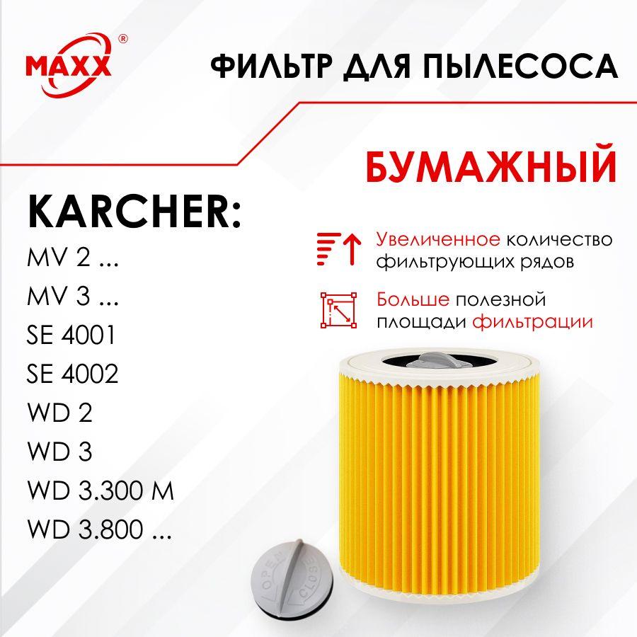 Патронный фильтр KFI 3310 бумажный для пылесоса Karcher WD 2, WD 3, KWD 1 KWD 3, SE 4001 и SE 4002 (2.863-303.0)