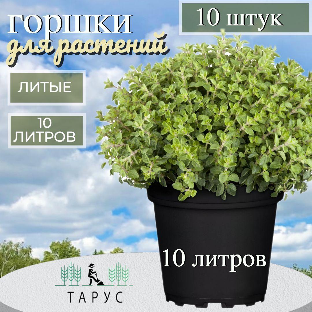 ТАРУС | Горшок для растений литой 10 л 10 шт.