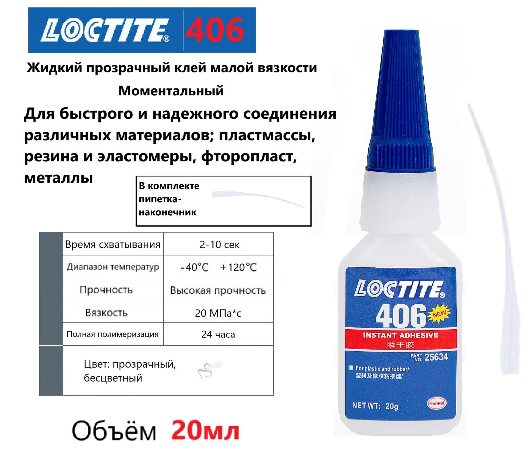 Loctite 406, 20 мл, суперклей цианоакрилатный