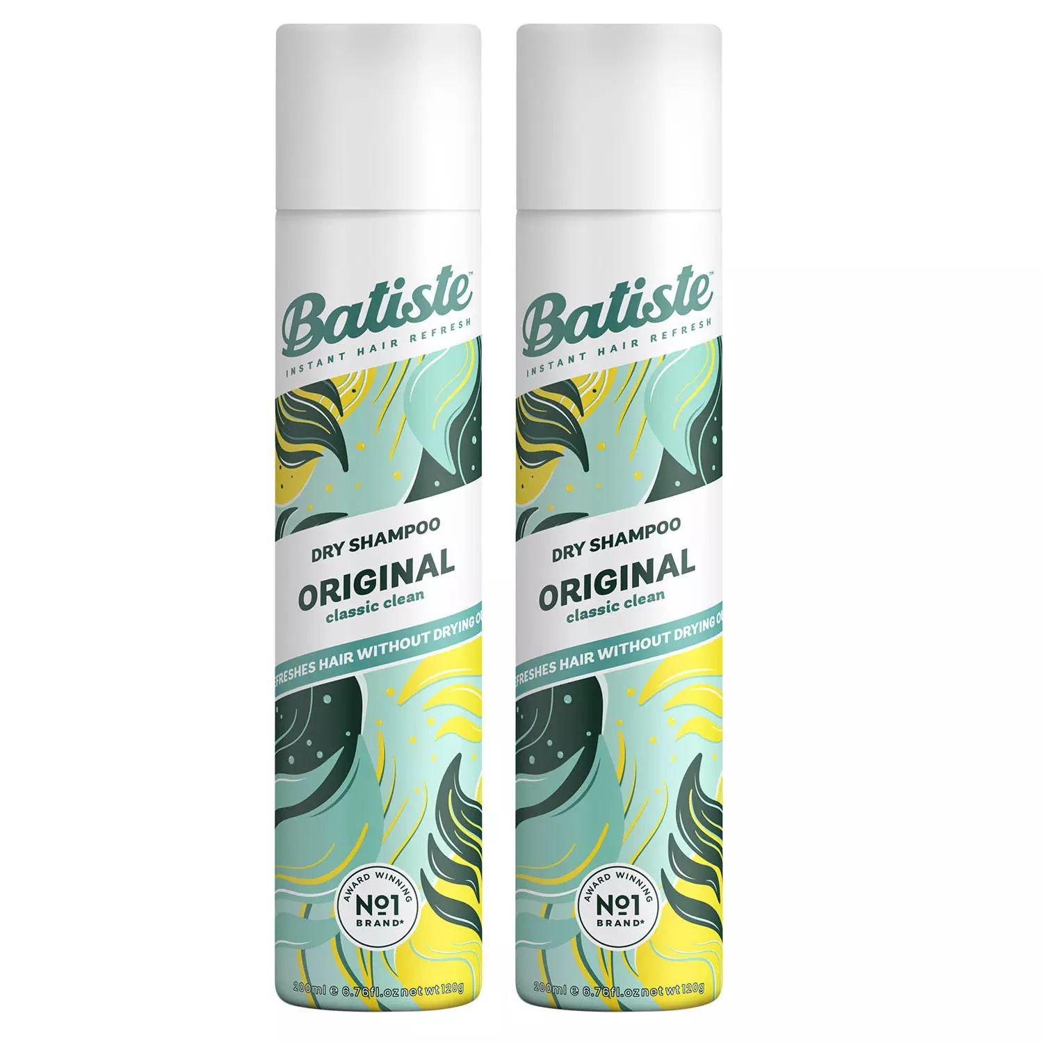 Batiste Original Сухой шампунь для всех типов волос для быстрого очищения от жирного блеска у корней и придания прикорневого объема с нежным классическим ароматом / 400 мл (2 шт по 200 мл)