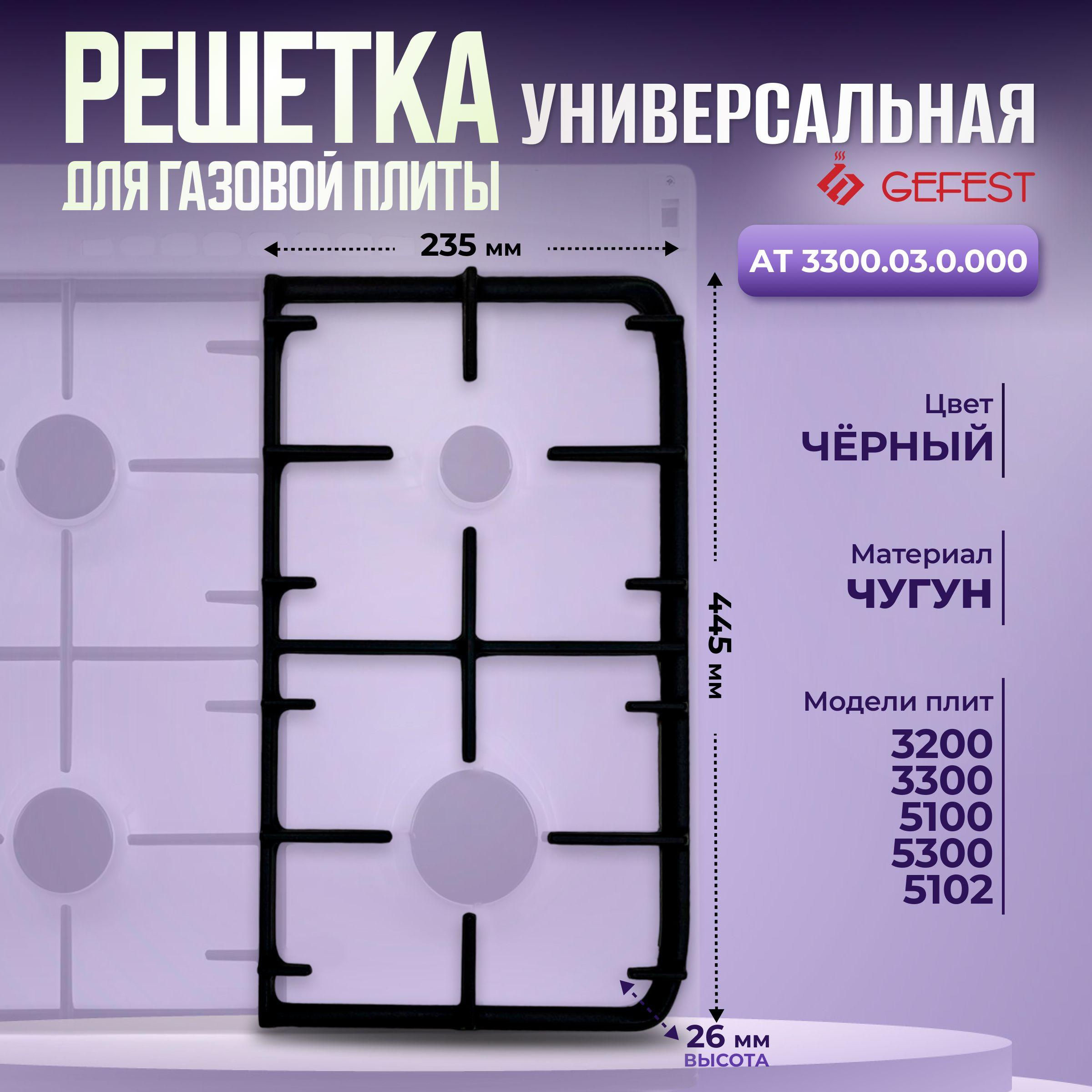 Решетка чугунная для плиты 3300.03.0.000, универсальная для левой и правой стороны