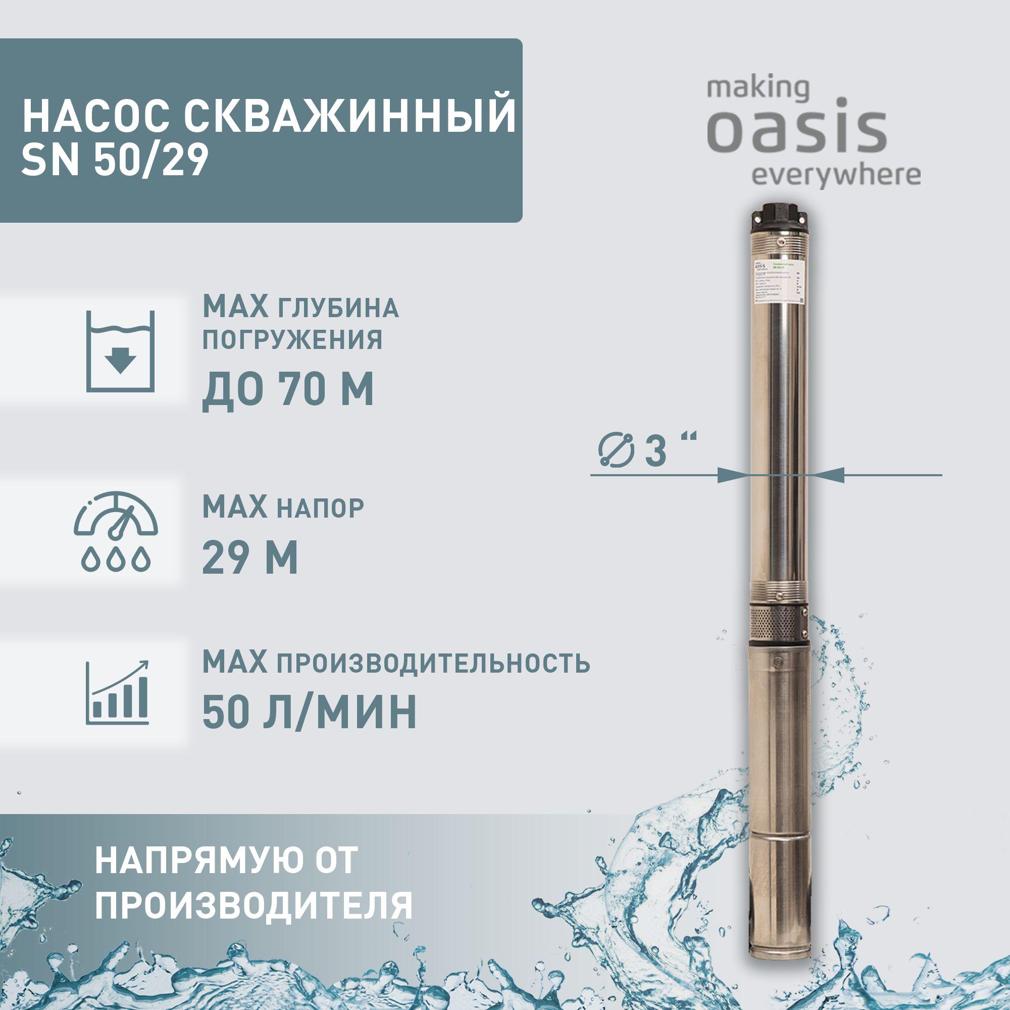 Насос скважинный погружной для воды making Oasis everywhere SN 50/29, водяной для колодца, для перекачки